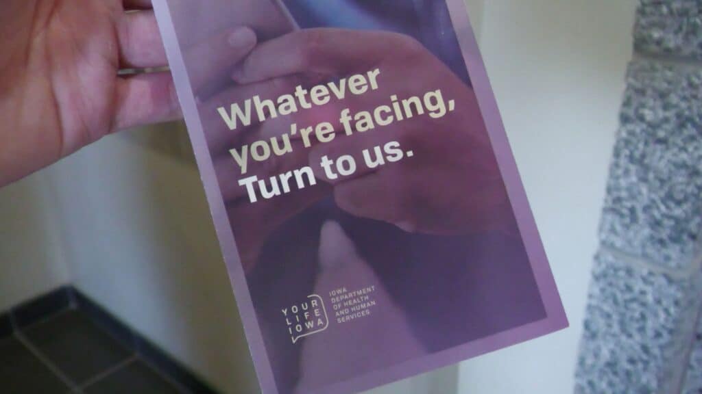 Pamphlet that says, Whatever you're facing, turn to us.