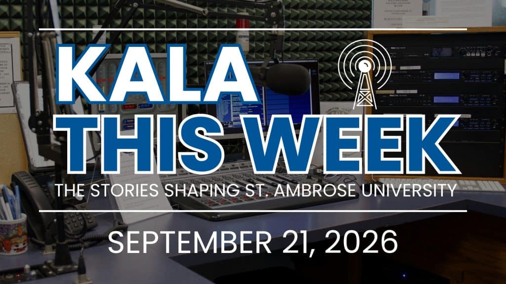 Radio studio setup with microphones and sound equipment for KALA This Week.